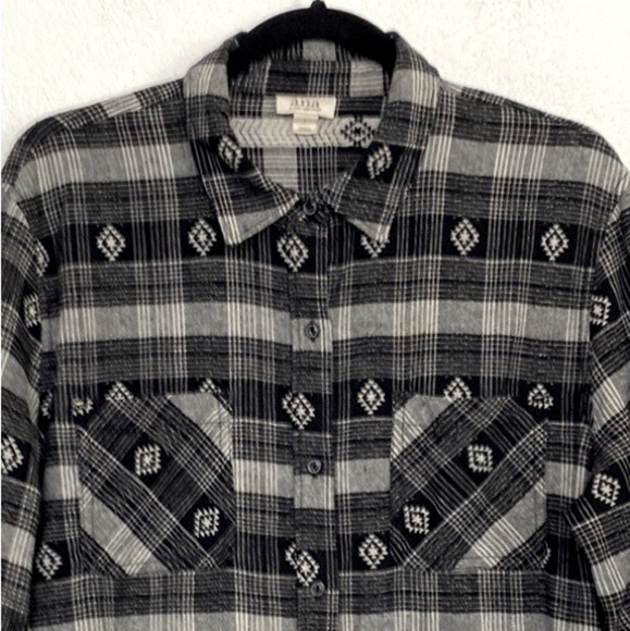 A.N.A. A New Approach Black/White Button-Up Western 100% Cotton Top Size L - Picture 2 of 8